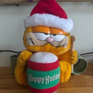 Vtg,1978-1981 Dakin Vintage Garfield Plush Christmas Happy Holidays Drummer 8"